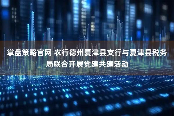 掌盘策略官网 农行德州夏津县支行与夏津县税务局联合开展党建共建活动